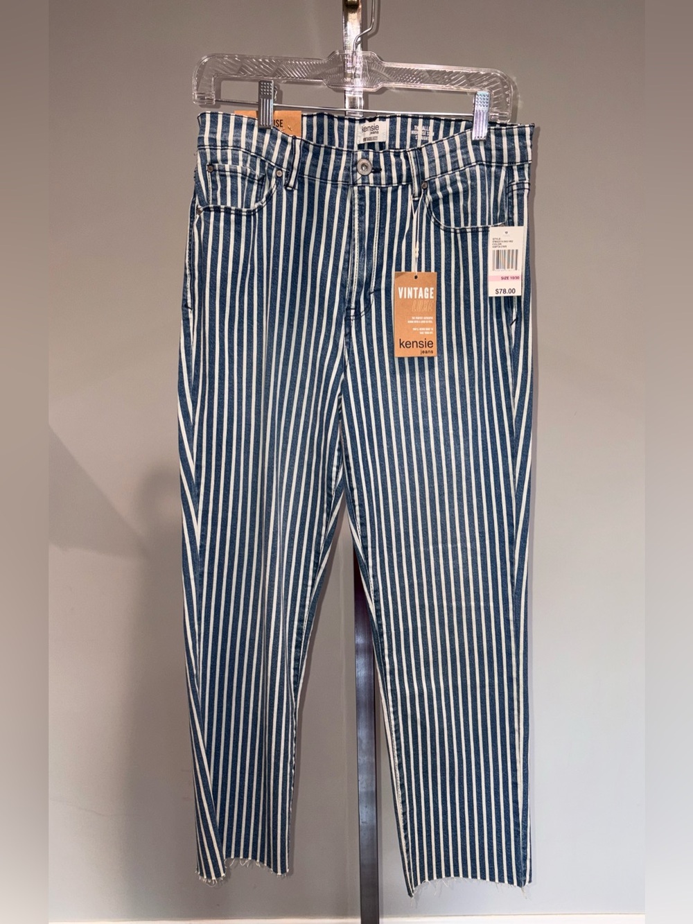 High Rise Slim Jeans in Railroad Stripes